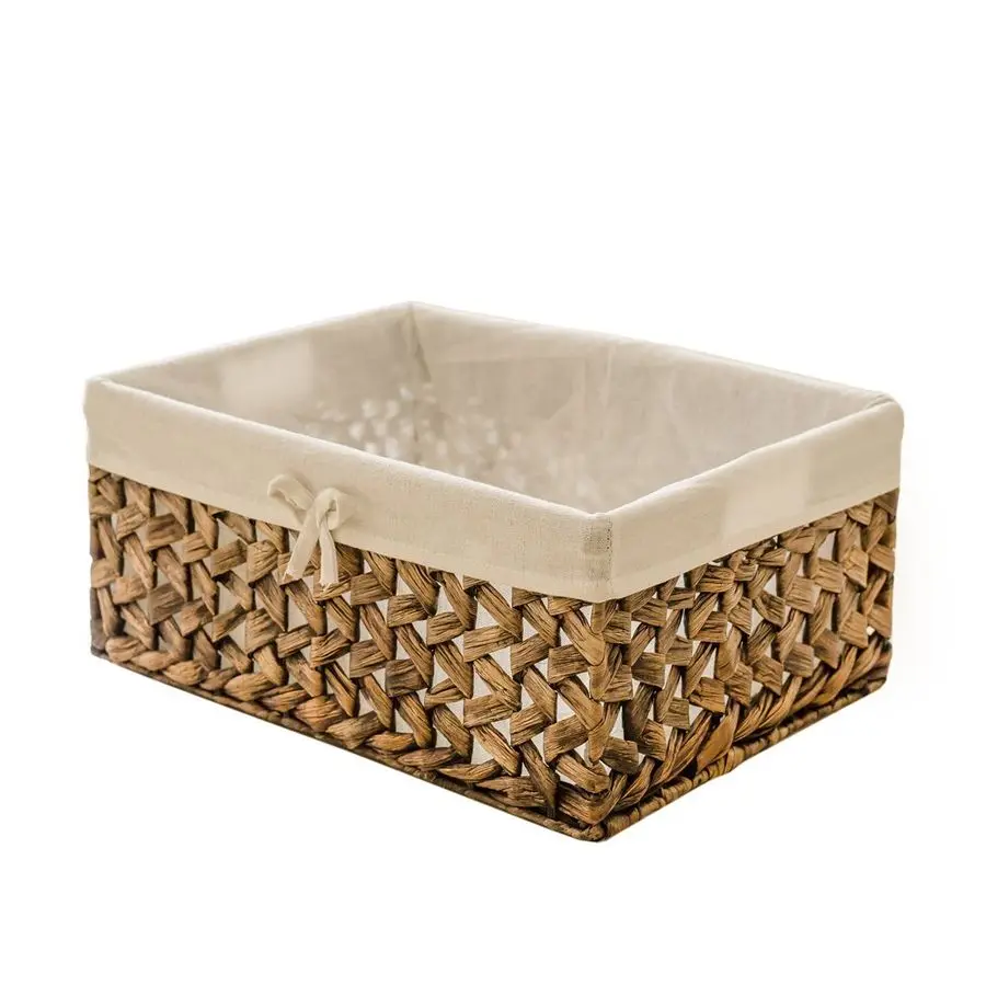 

Woven Seagrass Storage Bin with Handle,Kingwillow. water hyacinth, Large