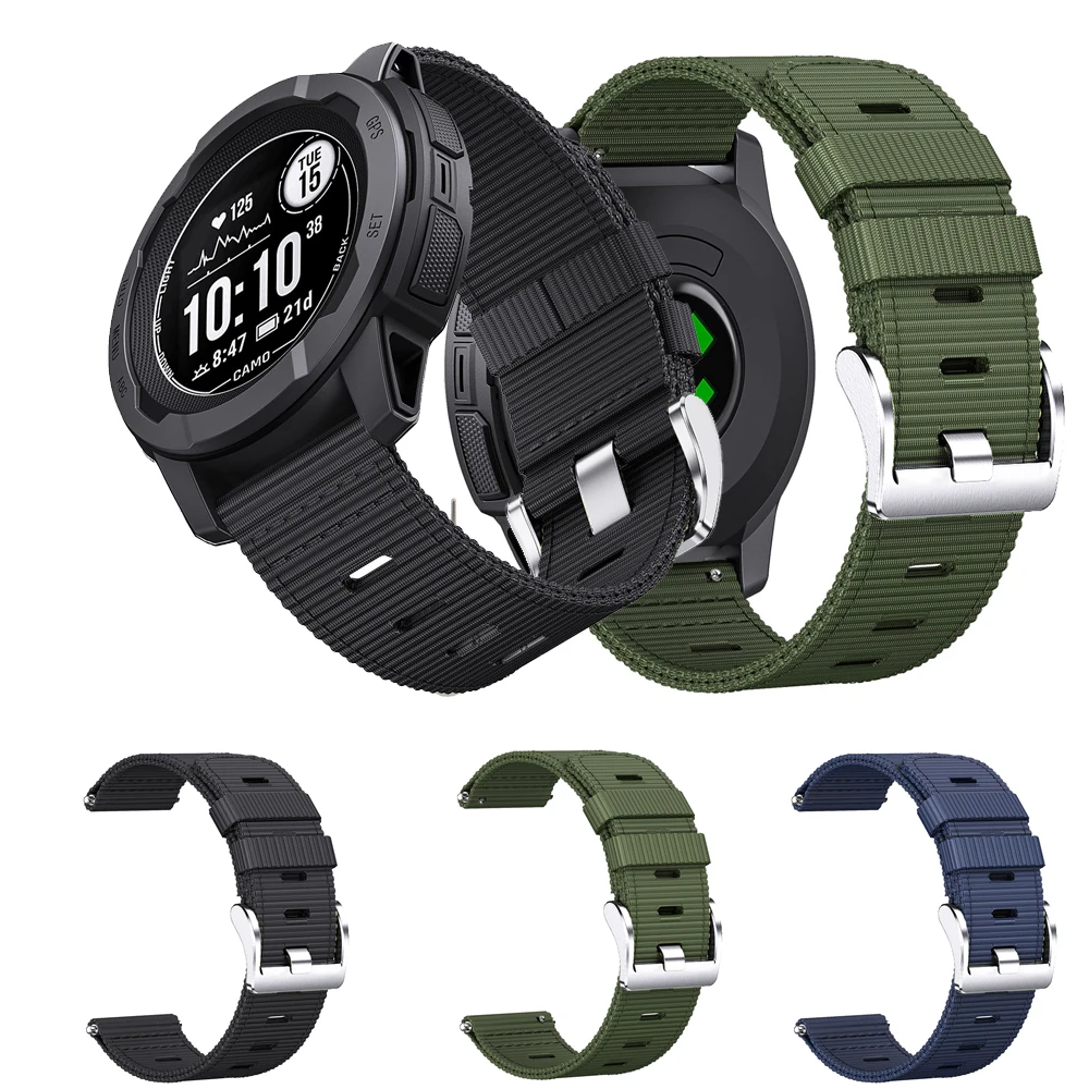 22mm 26mm Nylon Band for Garmin Instinct/Instinct 2 47mm/Instinct 3 45mm/Instinct 2X Strap for Forerunner 970/965/955/745 Band