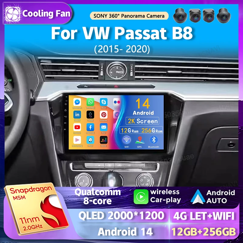 

Android 14 Wi-Fi + 4G Carplay Автомобильное радио для VW Volkswagen Passat B8 2015-2020 Навигация GPS Видеоплеер Стерео Мультимедиа Авто