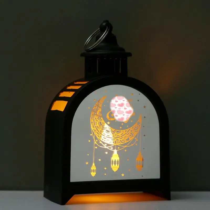 Lámpara de farol Eid Mubarak, luz LED, adornos de candelabro, estrella, Luna, suministros de decoración de fiesta, linterna de viento, lámparas de decoración de Ramadán
