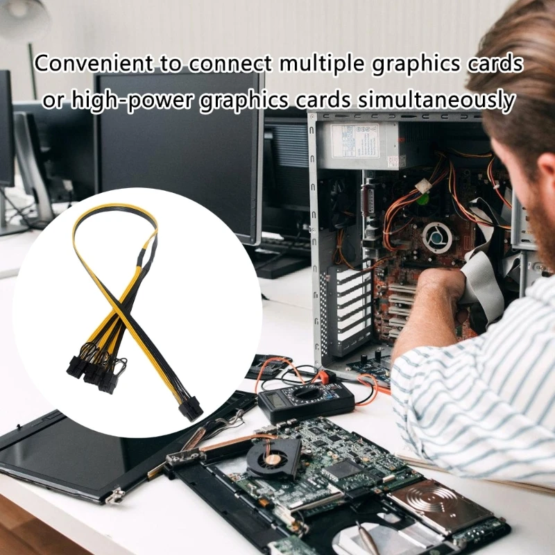 80 ซม. 8Pin to 8Pin อะแดปเตอร์ 8Pin to 3x PCIe 6 + 2Pin กราฟิกการ์ดสายไฟ