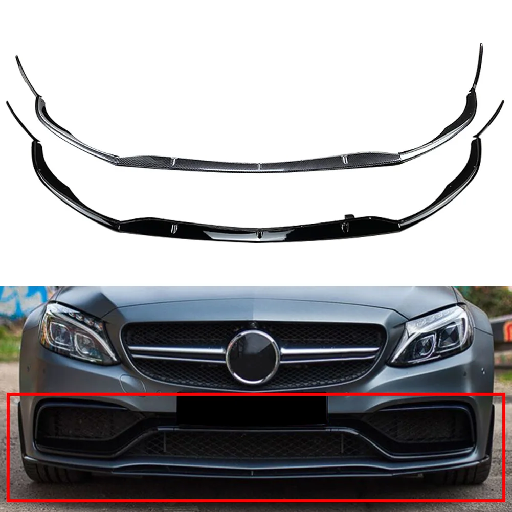 Car Front Bumper Lip Splitter For Mercedes Benz C Class W205 C205 S205 C63 AMG 2015 2016 2017 2018 2019 2020 2021 2022