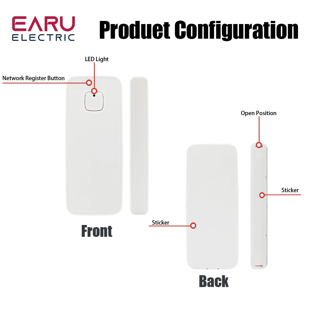 TUYA-Sensor inteligente WiFi para puerta y ventana, Detector de apertura y cierre, Notificación por aplicación, alarma de seguridad, Smart Life,