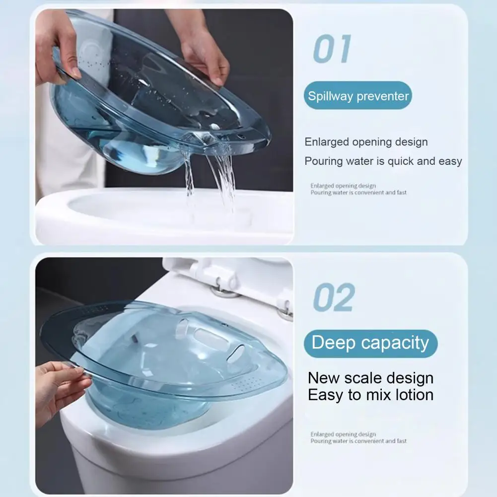 Hemorrhoids Sitz Bath Large-Capacity Wide Seating Area Women Sitz Bath Anti-Overflow Toilet Wide Seat Universal Fit Sitz Bath