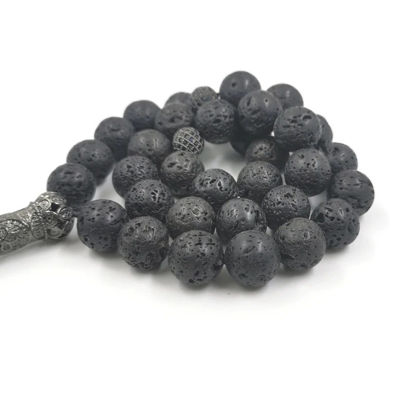 Tasbih Men Big size lava stone 33 turkish prayer beads black volcanic bracelet muslim Ramadan Eid gift islamic accessories