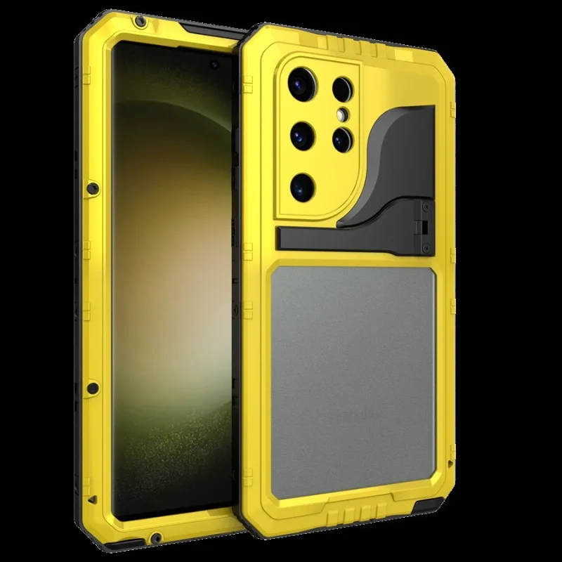 New IP68 Heavy Duty Armor Metal Waterproof Case For Samsung S23 S23 Ultra  Plus Military Shockproof Cover Screen Protector Stand