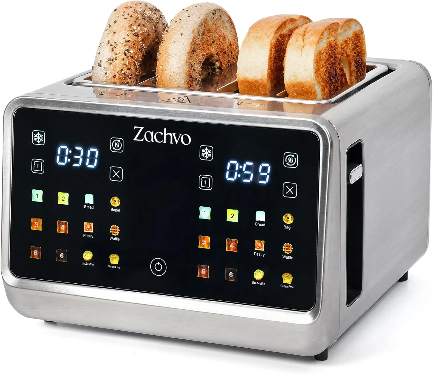 

Smart Toaster with Touchscreen, Extra-Wide Slots for Bagels & Thick Bread, Dual Controls, 6 Settings, Stainless Steel