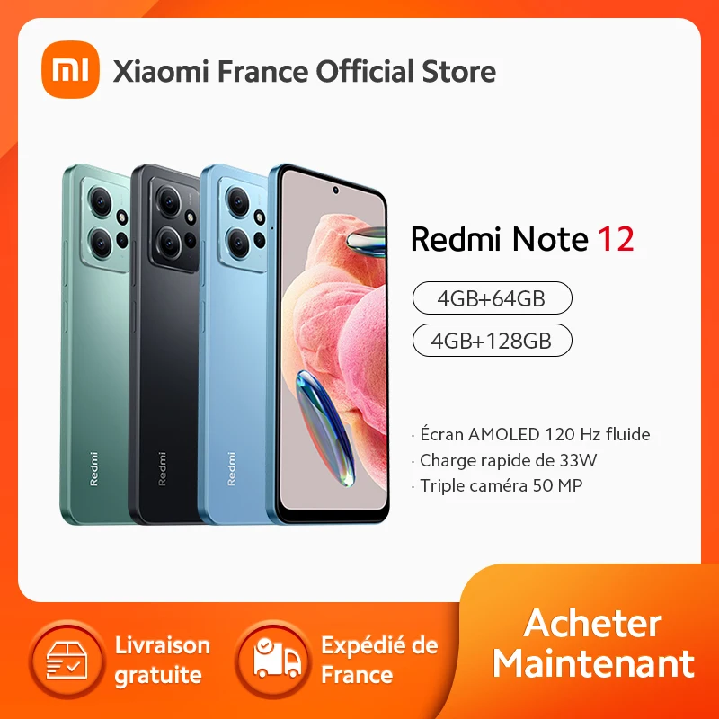 ⁣[Officiel] Xiaomi Smartphone Redmi Note 12 | Écran AMOLED 120 Hz | Charge rapide de 33 W | Triple caméra 50 MP