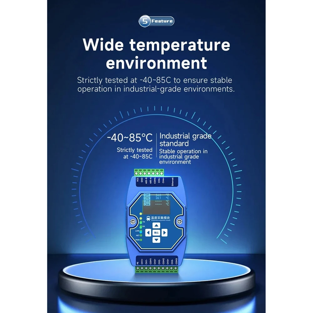 A39Q-6 Way Temperature Acquisition Module Type K Modbus Thermocouple Input RS485 Ethernet Gateway Watchdog DNS Industrial