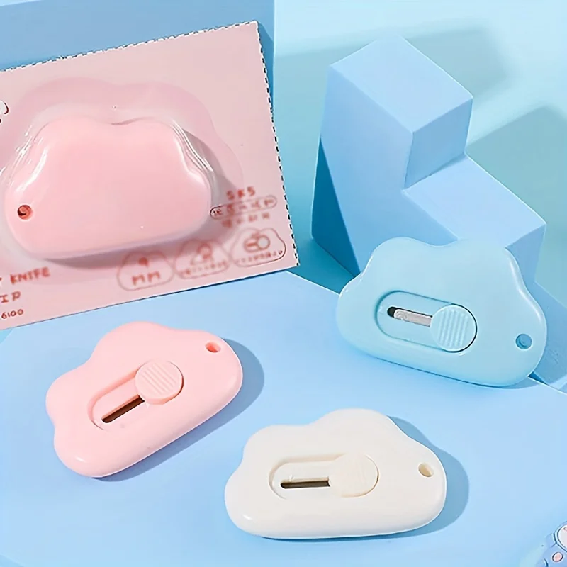 3pcs Portable Cloud Shape Mini Utility Knife Retractable Letter/Box Cutting For DIY Crafting Cutting Paper Wraps Stationery