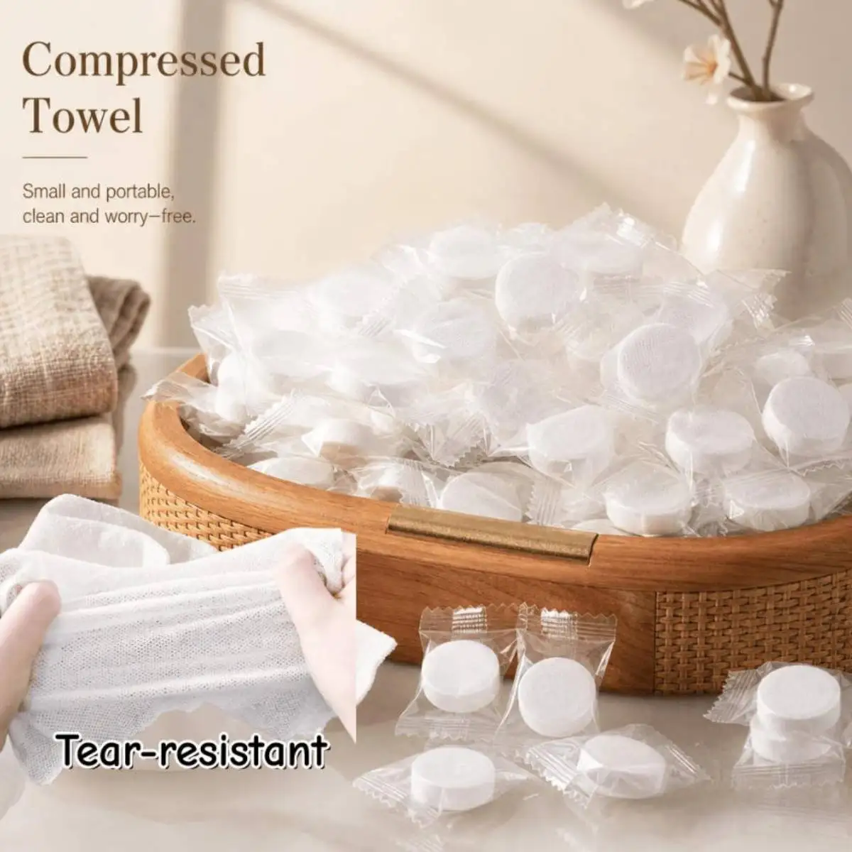 50Pcs Disposable Compressed Towels Portable Magic Facial Towels For Travel Camping Hiking Outdoor Skin Cleansing