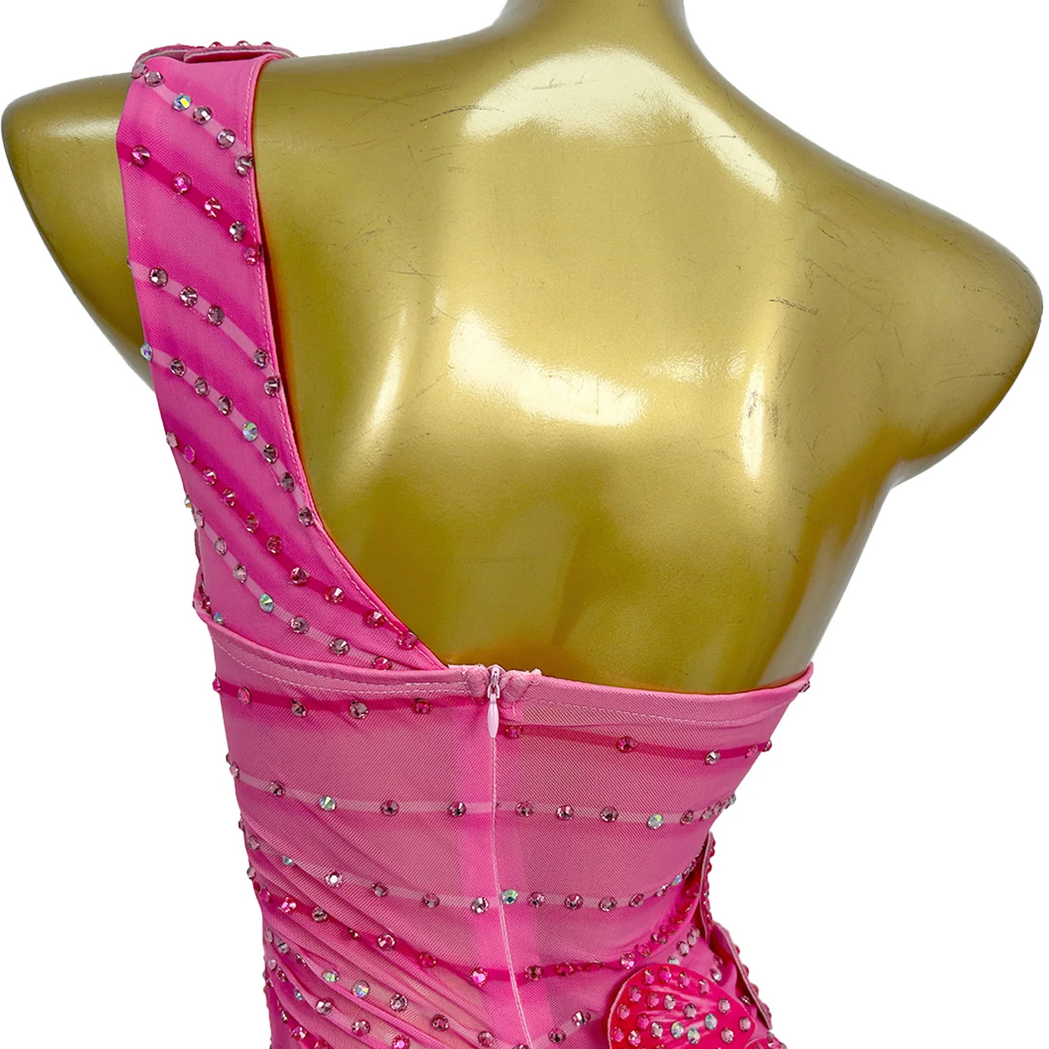 Haut de gamme élégant dames robe de soirée une épaule haute fentes latérales robe longue Sexy femmes maille transparente rose robe de bal Fenhuaduo