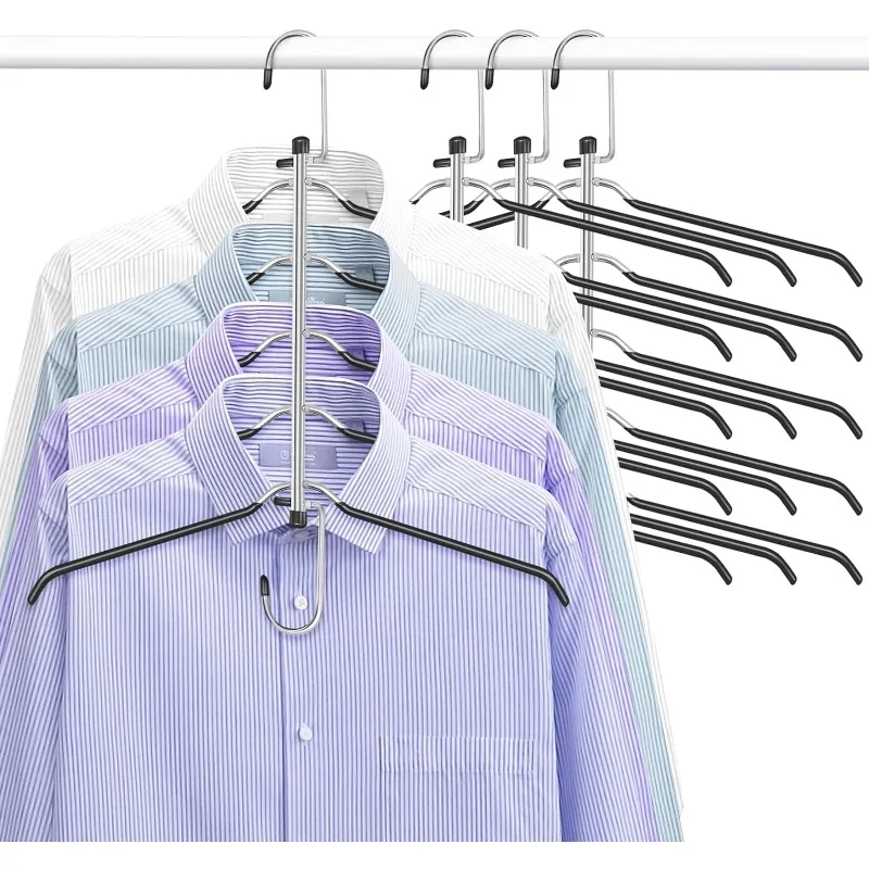 

Clothes Hangers Space Saving Shirt Organizer-Non Slip PVC Coating Hoodie Hangers Heavy Duty Multiple Coat Hangers Closet Storage