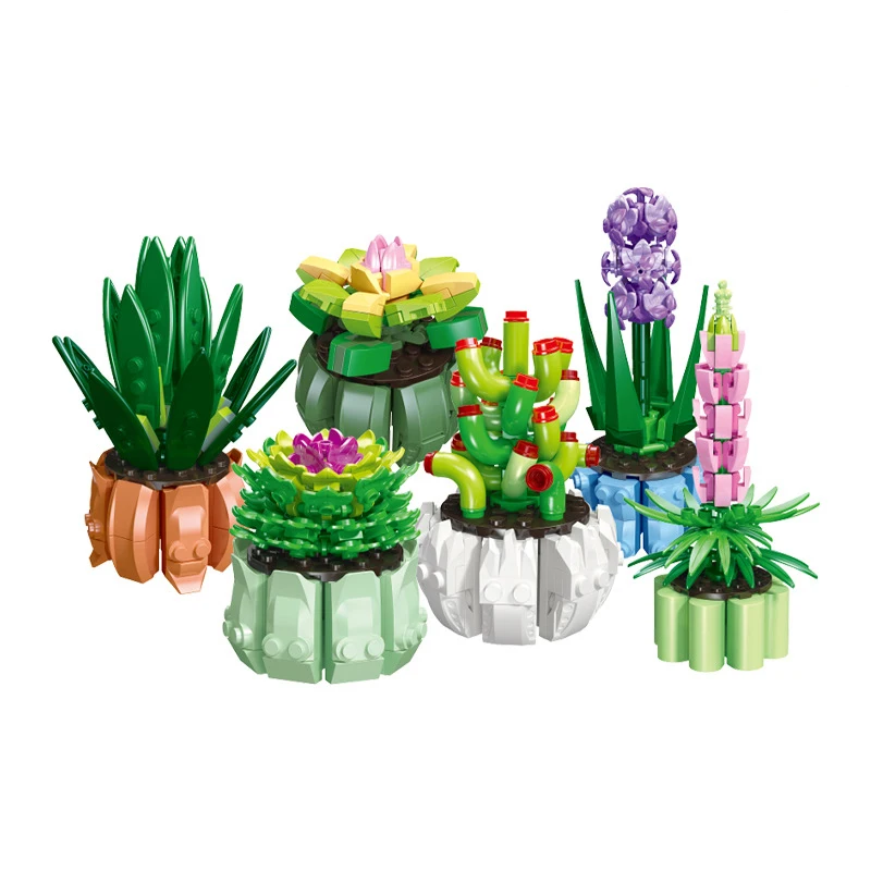 

Plant Potted Building Blocks Bouquet Flower Set 3D Model Toy Desktop Home Decoration Assembly Brick Girl Toy Children Gifts