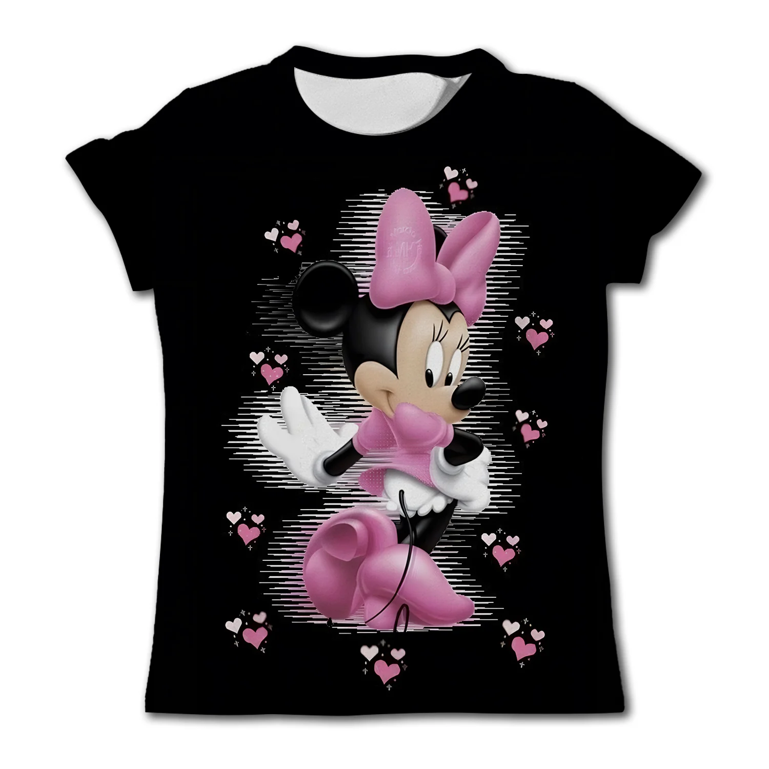 T-shirt à manches courtes Minnie Mouse pour fille de 3 à 14 ans, vêtement d\'été pour enfant, style dessin animé Kawaii