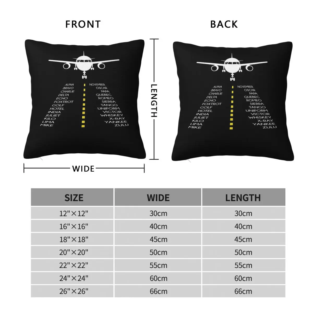 Pilots Airplane Phonetic Alphabet Pillowcase Polyester Linen Velvet Printed Zip Decor Throw Pillow Case Home Cushion Cover
