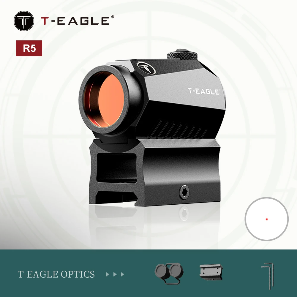 

T-eagle Red Dot Sight R5 1x20 Durable Waterproof Fogproof Illuminated 2 MOA Red Dot Sight Reflex Riflescope for 20MM Rail