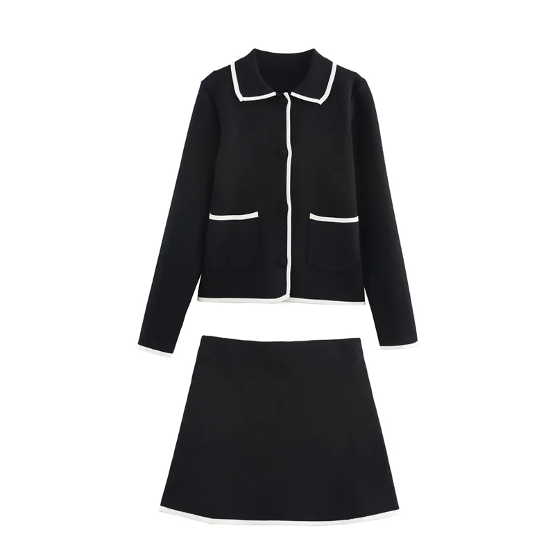 

Women's Two Pieces Set Long Sleeve Knit Cardigan Skirt Set Knitwears Female Clothing Elegant Women's Sets 4192031