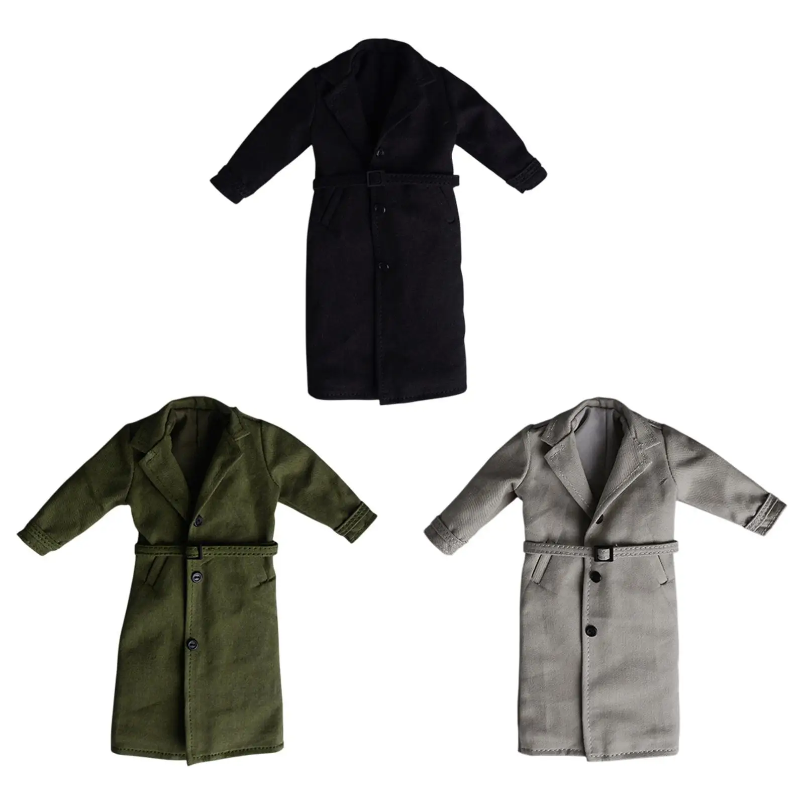 1/12 Male Figure Long Windbreaker Miniature Handmade Overcoat Toy Kids Adults Gifts Stylish Accessories Trench Coat Soft Outfits