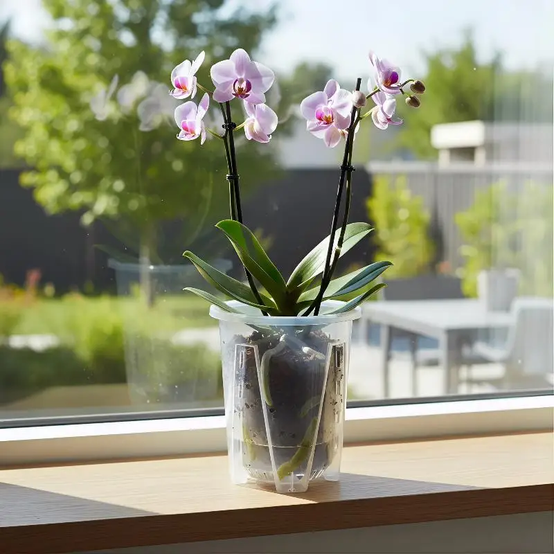 Transparent Double Layer Plastic Self Watering Flower Pot Planter With Drainage Holes Office Windowsill