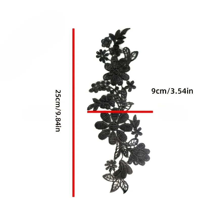 2 pares de decoraciones florales de encaje de alta calidad, disponibles en varios colores. Adecuado para vestidos de novia, vestidos de damas de honor