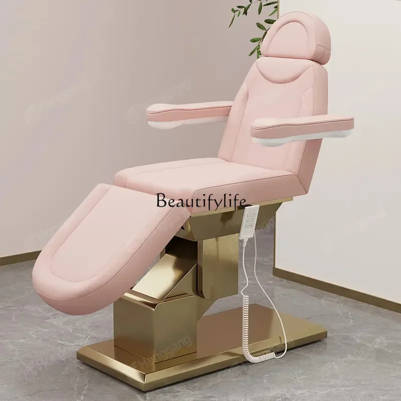 CC 02*Electric Beauty Pattern Embroidery Bed, Multi-functional Adjustment, Gold Base With Head Hole