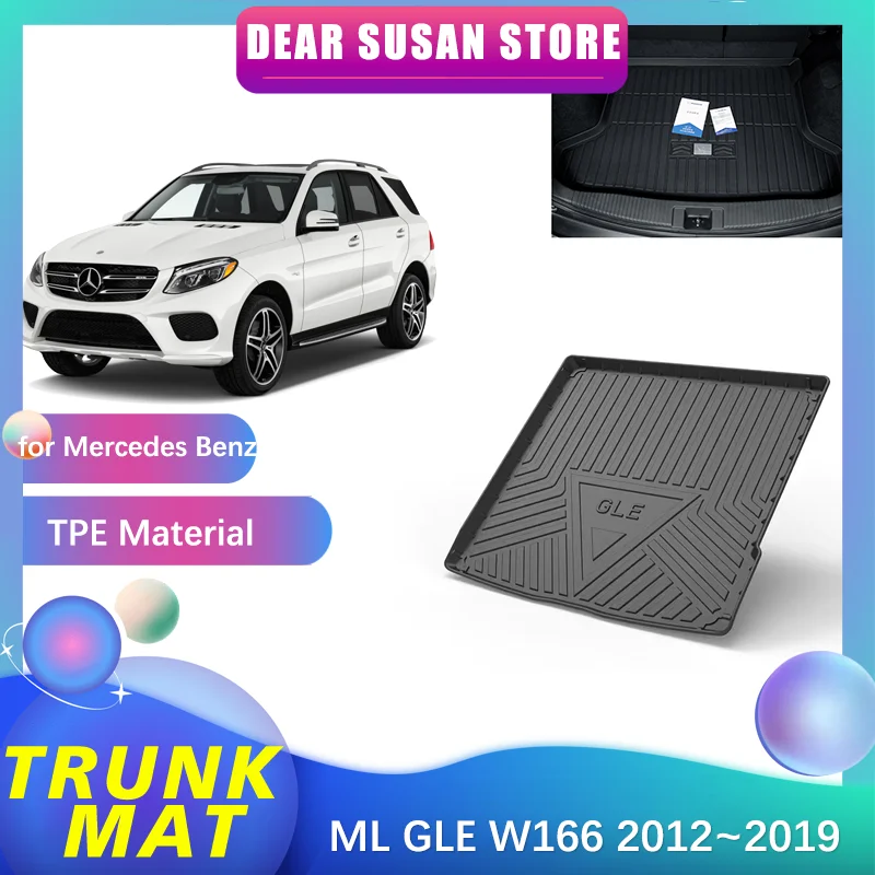 

Car Rear Trunk Mat for Mercedes Benz ML GLE W166 350 250 450 2012~2019 Carpet Foot Cover Pad Space Custom Liner Panel Accessorie