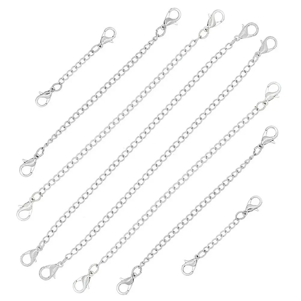 

25 шт. удлинительных цепочек для ожерелий с прочной застежкой-карабином для изготовления браслетов и украшений, легко соединяются, 2, 3, 4, 5, 6 дюймов