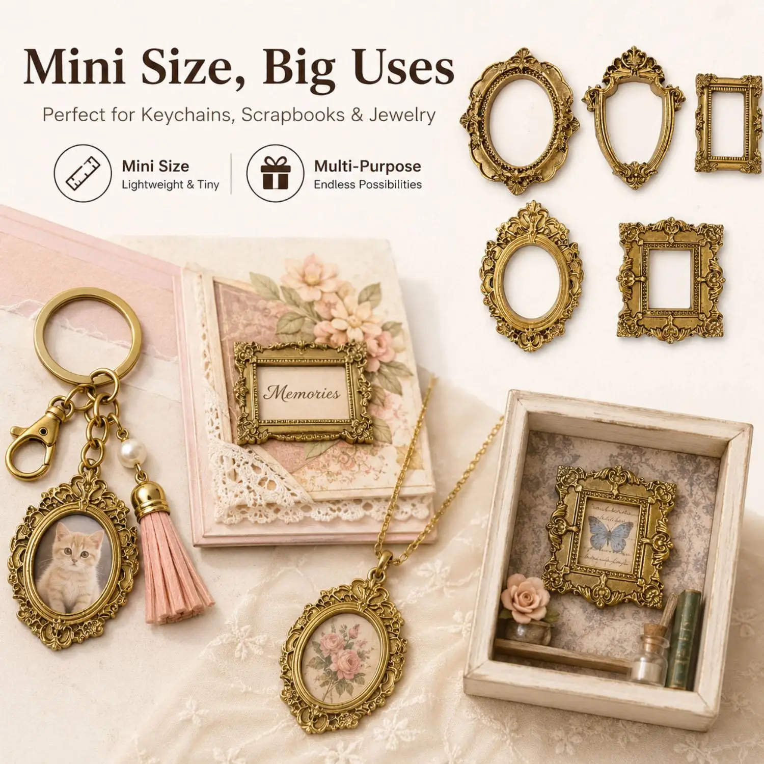 Vintage Mini Resin Picture Frames for DIY Craft