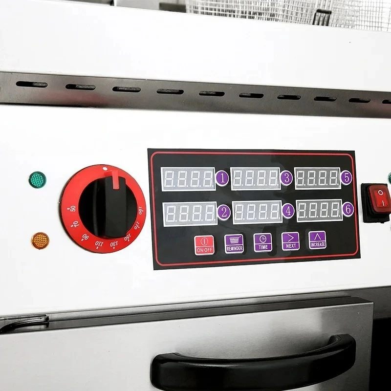 30L + 30L 商業ステンレス鋼垂直 2 タンク 4 バスケットフライヤータイマー商業卸売価格工場 OEM