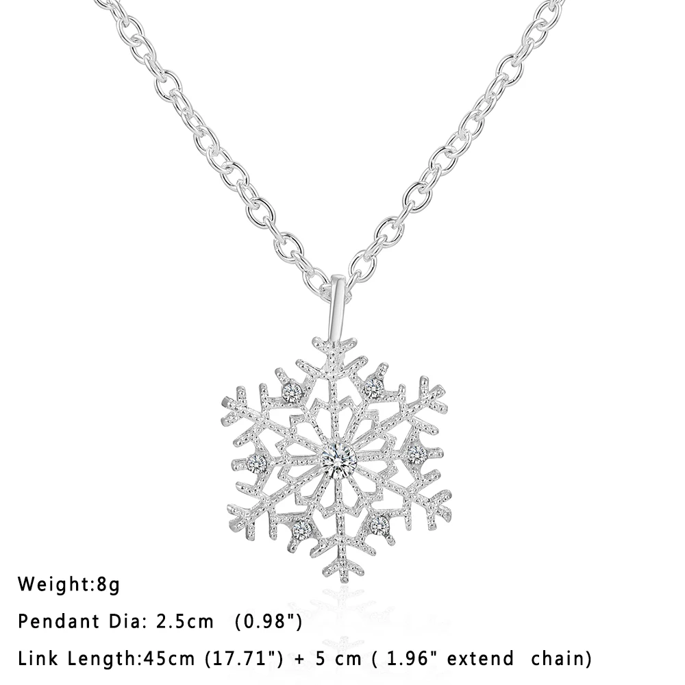 New Fashion Snow Necklace Silver Color Crystal Snowflake Necklaces Pendants Snow Flower Necklace For Women Party Jewelry