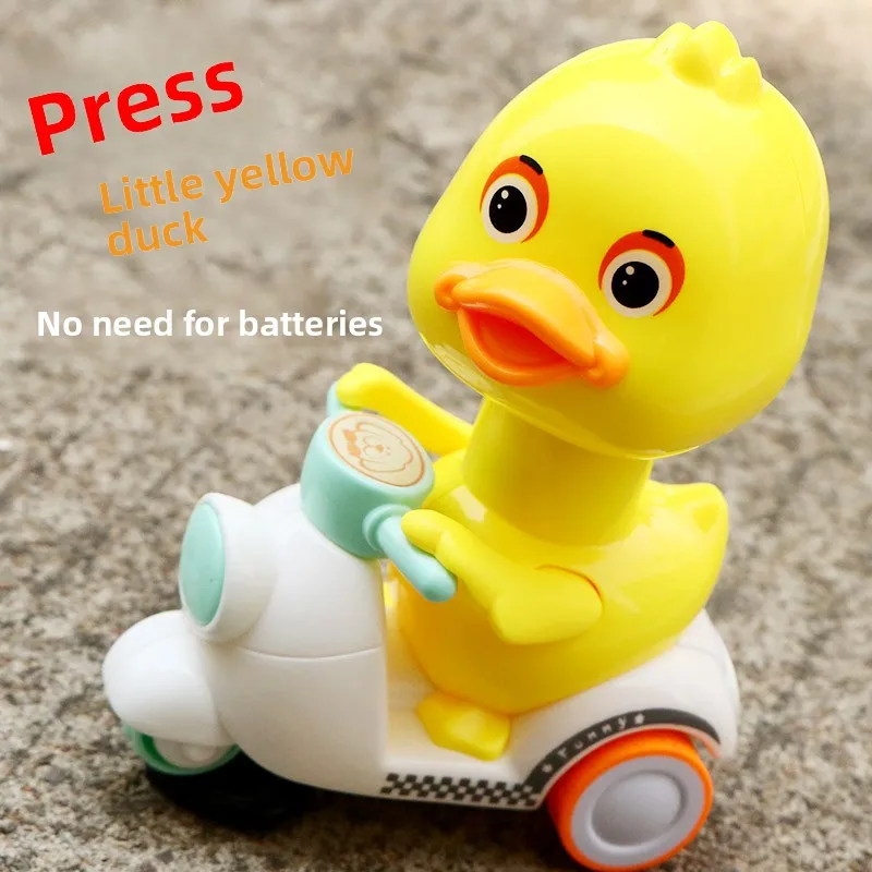 

Mini Children’s Play Toys - Press-Type Small Yellow Duck Pull-Back Car Boy’s Motorcycle Trolley Baby Inertia Car for Little On