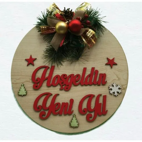 Happy Land Christmas Door Ornament Wood 40 cm Welcome New Year Writing