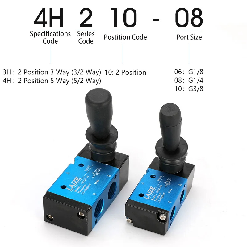 3/2 5/2 Way Pneumatic Air Hand Lever Operated Valve Manual Control 2 Position 3 5Port Push-Pull 3H210-08 4H210-08
