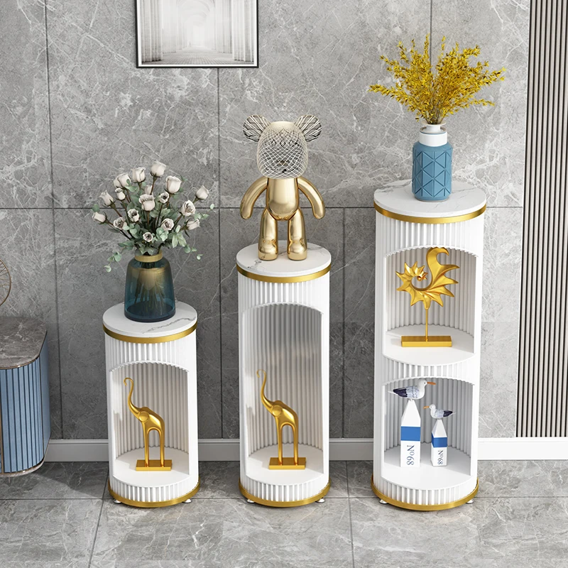 Slate Panel Plant Stand Luxury Minimalist Display Shelf for Living Room End Table Indoor Flower Holder Instagrammable Home Decor
