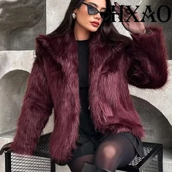HXAO Woman Outerwears Cropped Faux Fur Coat Women Autumn Fluffy Plush Black Jacket Warm Winter Women's Coats Furry Solid Coats