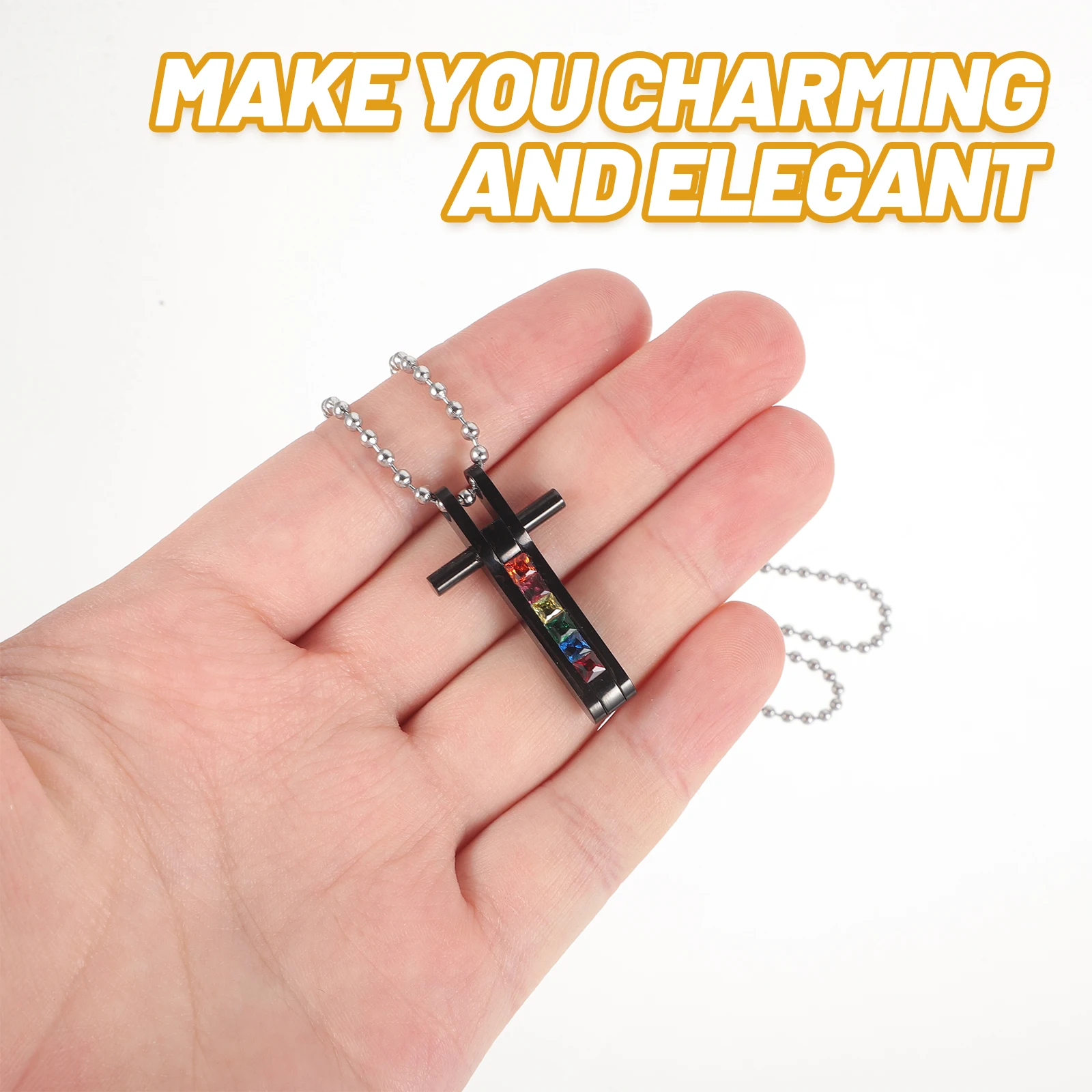 

Charm -set Couple Pendant Cross Men Necklace European and American Men's Titanium Necklaces