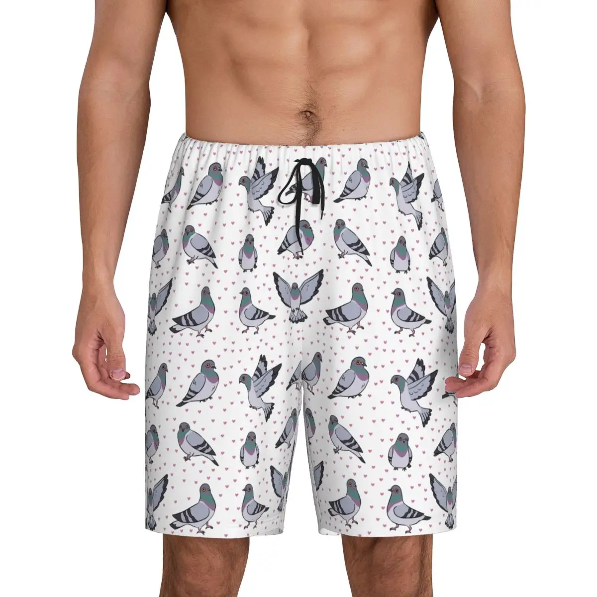 

Custom Cute Cartoon Pigeons Pack Short Pajama Pants Men Sleepwear Sleep Lounge Bottom Shorts Sleeping Pants