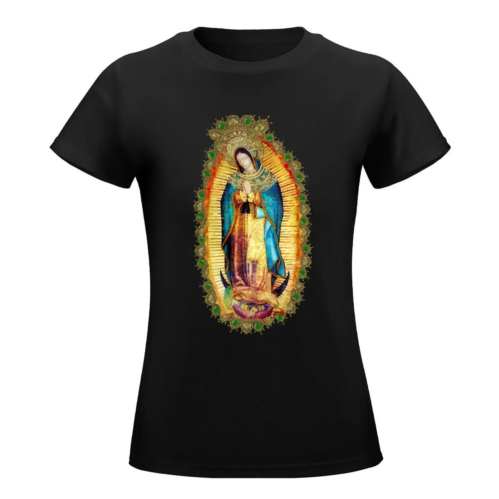 Our Lady of Guadalupe Mexican Virgin Mary Aztec Mexico T-Shirt summer top korean fashion Female clothing lady clothes Top Women