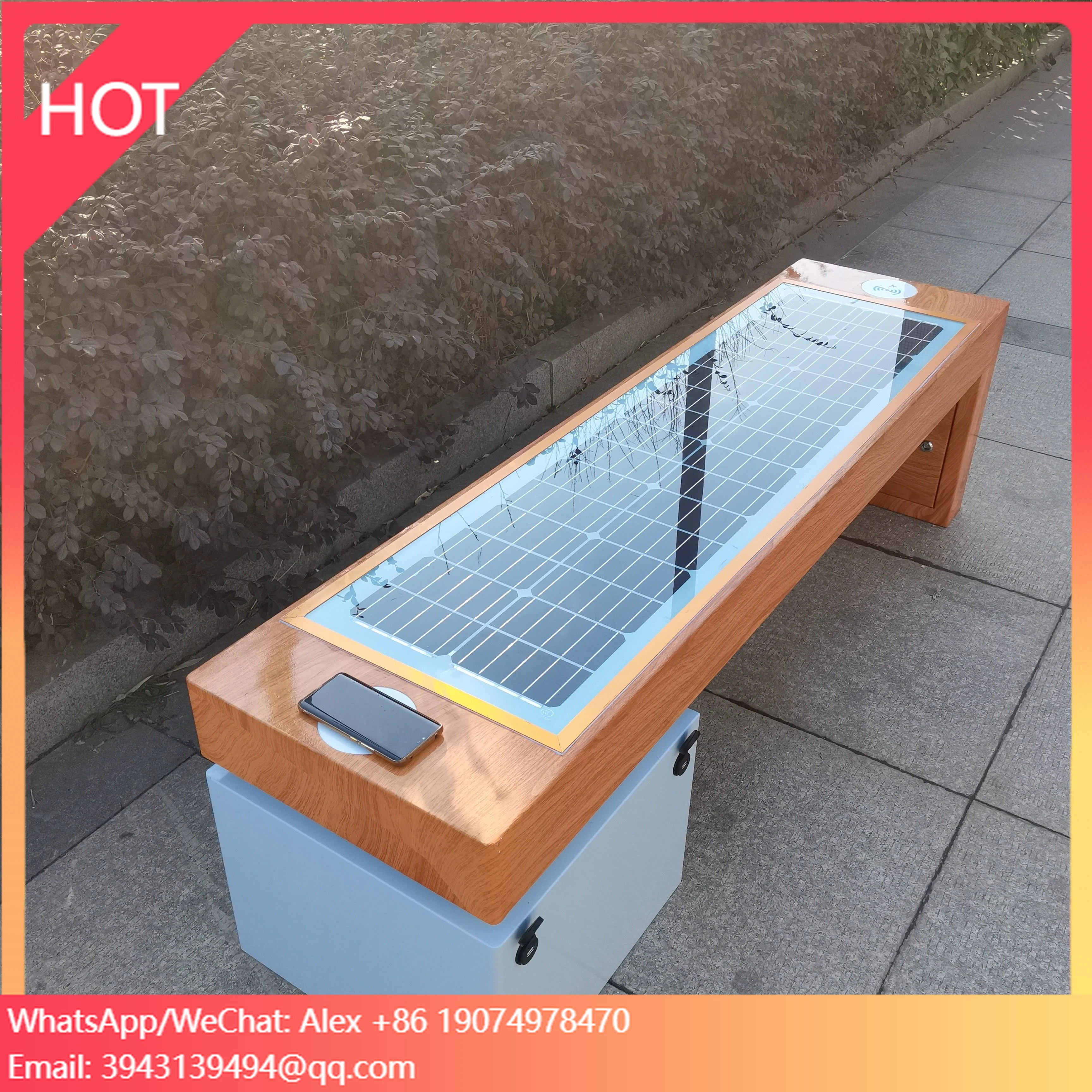 

DDK Park Garden Outdoor Smart Bench Solar Powered Bench Self Generating Courtyard Benches