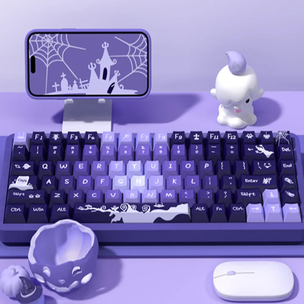 112/138/158Keys Purple Gradient Customized PBT Thermal Sublimation Mechanical Keyboard Cap Halloween Theme Anime Cartoon Keycap