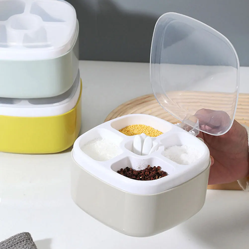 

Plastic Seasoning Box Divided Design Multipurpose Seasoning Container Space Saving Spice Jars Organizer for Kitchen Counter