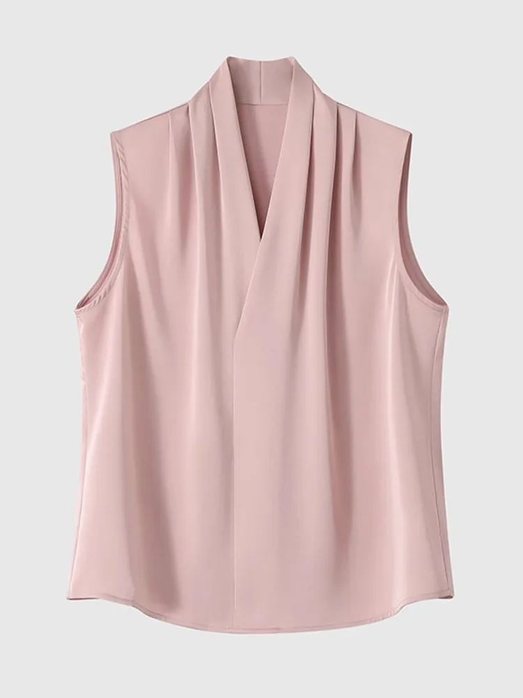 Ele V-Ne Svel Chiffon irt Dimagrante High-End Faion Summer Top Coreano Sle Taglio dritto Abbigliamento da pendolare