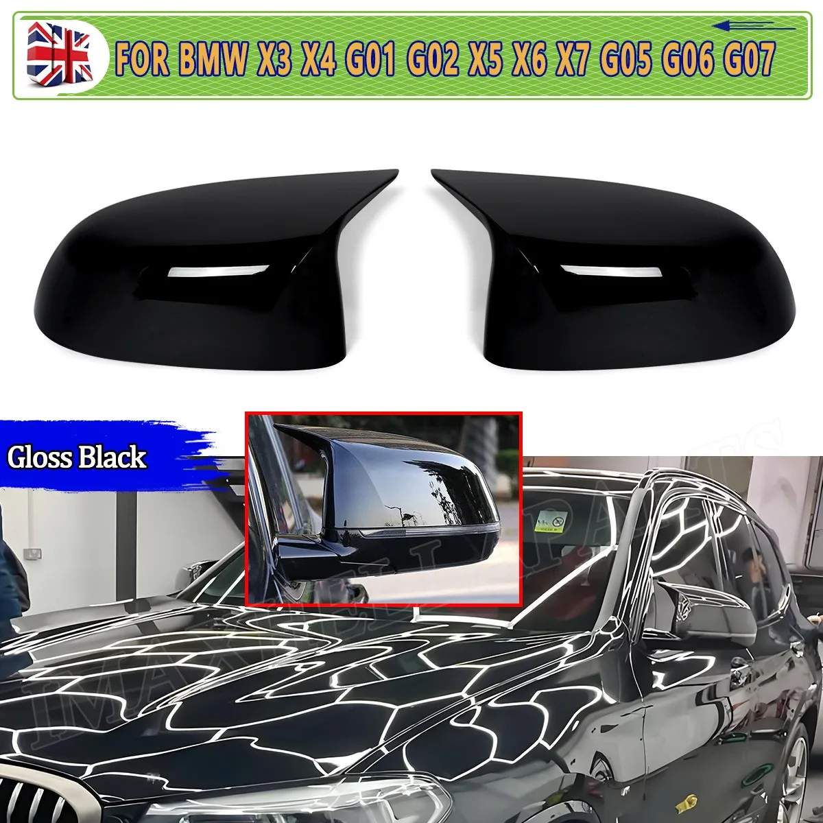 

ЧЕРНАЯ крышка зеркала заднего вида для BMW X3 X4 G01 G02 X5 X6 X7 G05 G06 G07 2019 2020 2021 2022 2023 крышки зеркал заднего вида автомобильные аксессуары