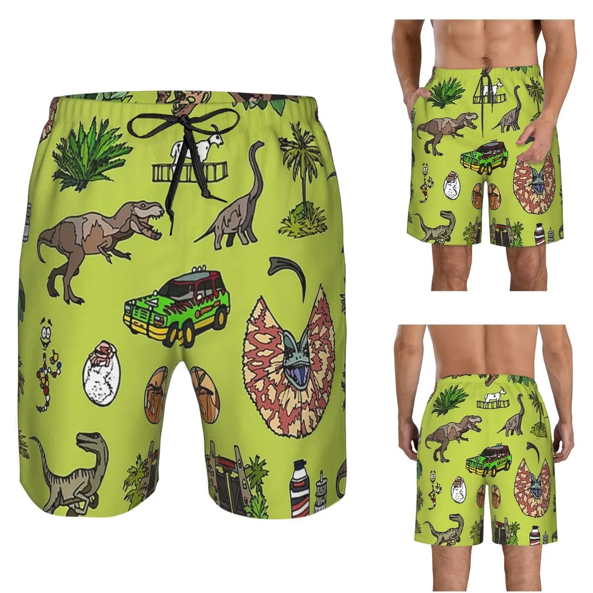 Jurassic Pattern Lighter Trunks Beach Board Shorts Casual Quick Dry Swimming Summer Men Pants