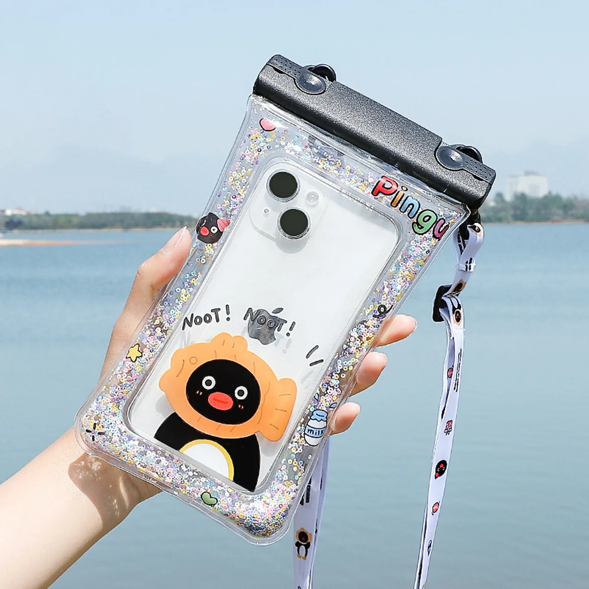 Cartoon Schwimmende Airbag Wasserdichte Schwimmen Tasche Telefon Fall Tasche Für iPhone 11 12 13 14 Pro Max Samsung S23 Xiaomi 13 Huawei P30 Abdeckung