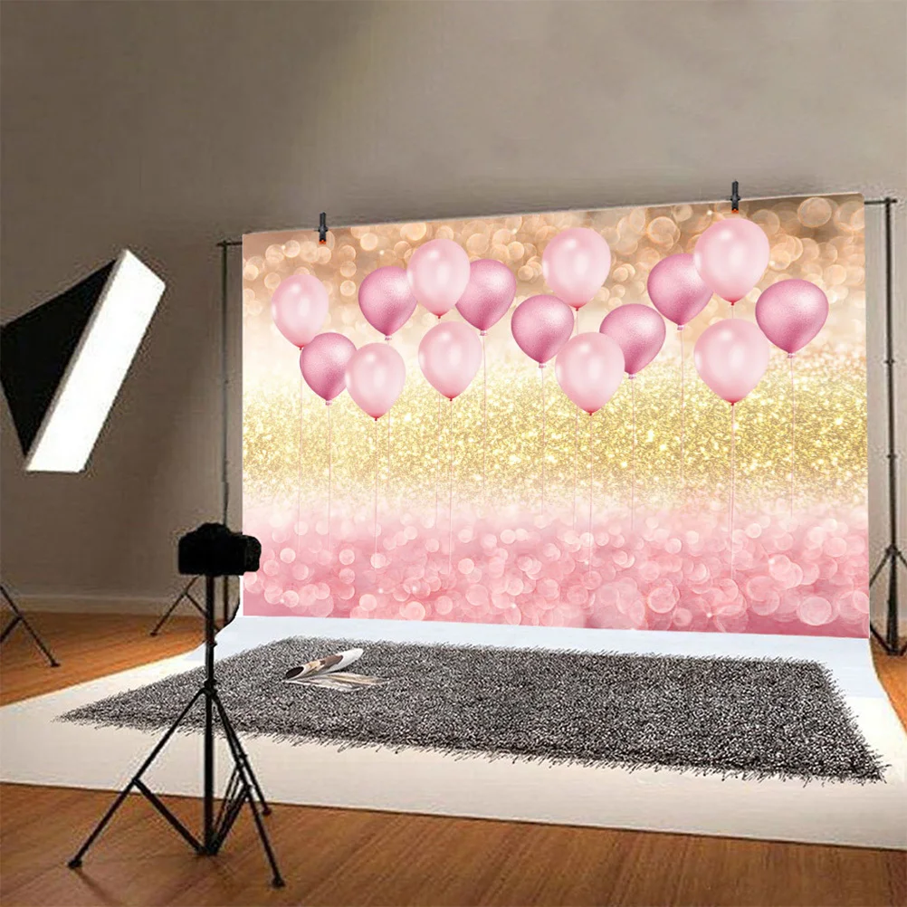 

1Pcs Photography Background Cloth Pink Balloon Facula Pattern Photo Backdrop for Decor Video Shoot Photography