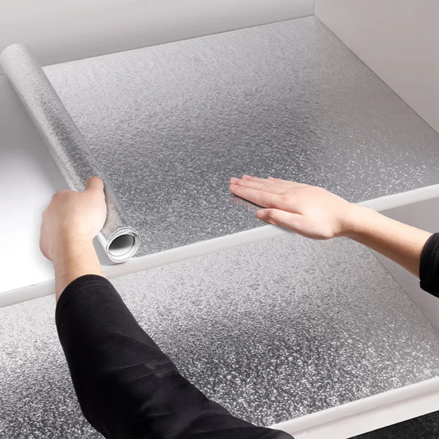 40cm/55cm Fireproof and Waterproof Brushed Silver Self-Adhesive Wallpaper Modern Refrigerator Living Room Kitchen Countertop