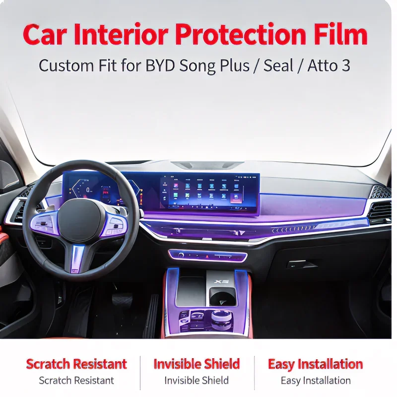 For 2024 BMW X5 interior soft film center console transparent protective film modification accessories