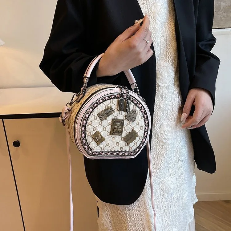 

Luxury Retro Badge Round Bag 2025 - High-End Mini Box Crossbody, Stylish for Women's Trendy Look & Daily Use